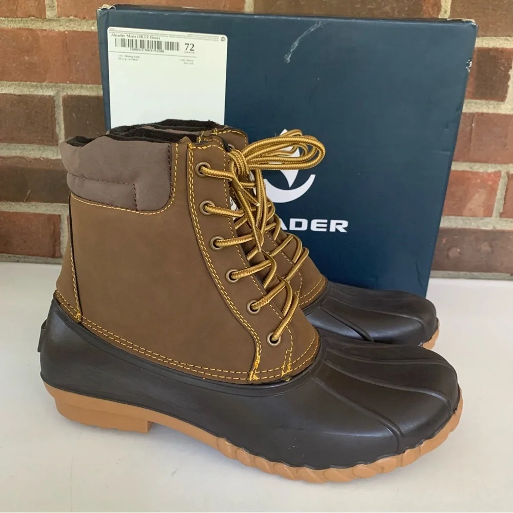 Aleader Mens Waterproof Duck Ankle Boots Lace Up US 10 M NEW - Picture 1 of 9